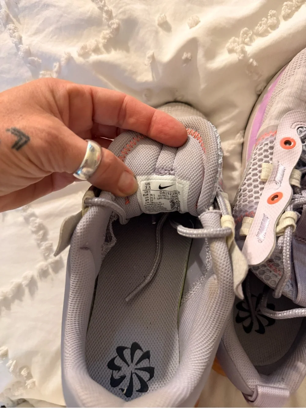 Nike Women’s Air Max React Gray with Peach and Pink Accent Sneakers